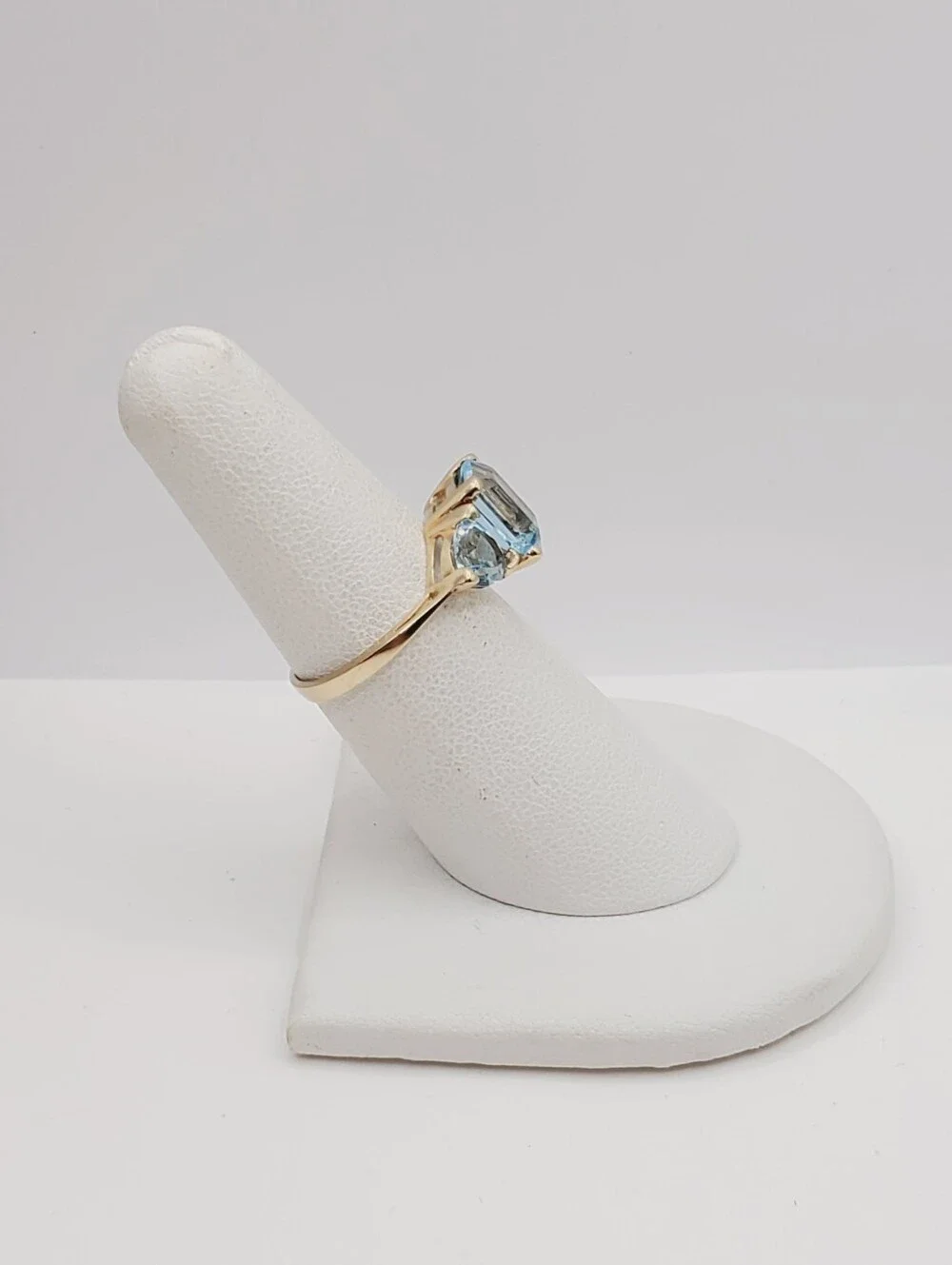10k Yellow Gold Genuine Blue Topaz Three Stone Ring